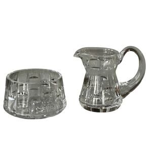 Waterford Crystal Cut Tralee Creamer Milk Pitcher Open Sugar Bowl Set Coffee Tea